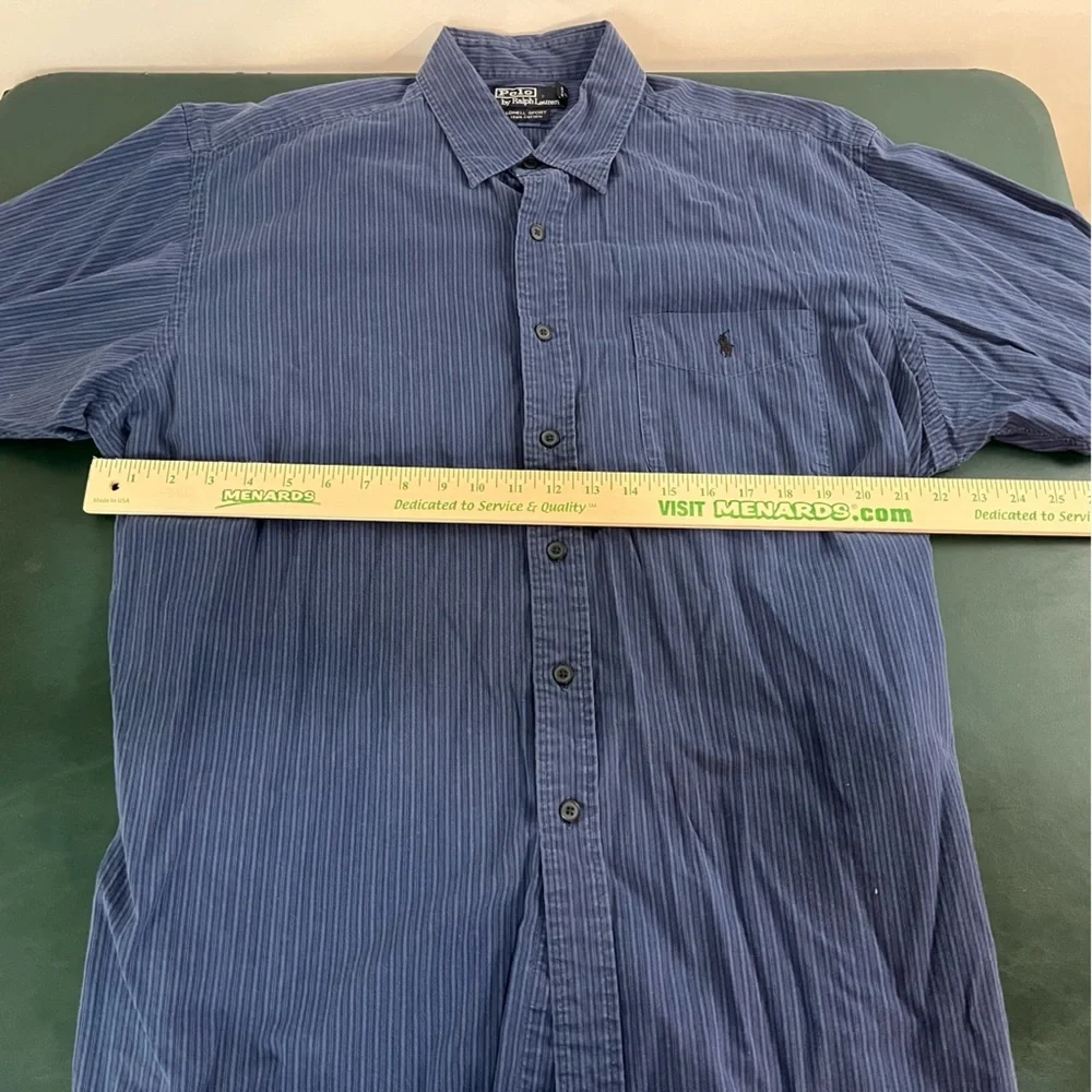 VINTAGE Polo Ralph Lauren Men's XL Lowell Sport Shirt 100% Cotton Blue (342)